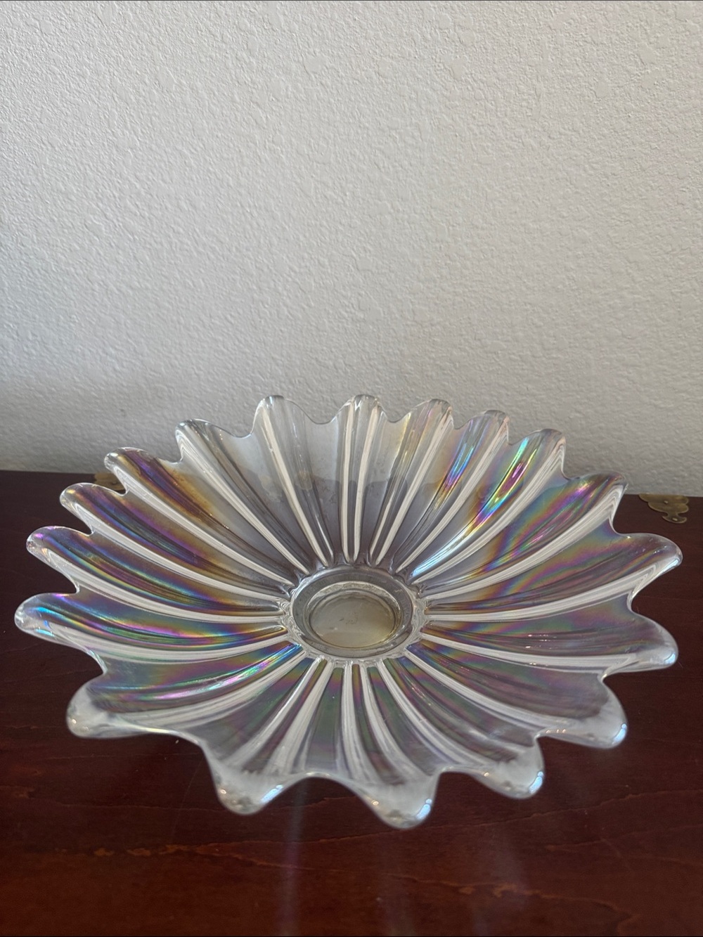 Vintage Iridescent Federal Glass Decorative Bowl Clear